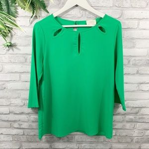 EVERLY • Green Cutout Blouse Size Small